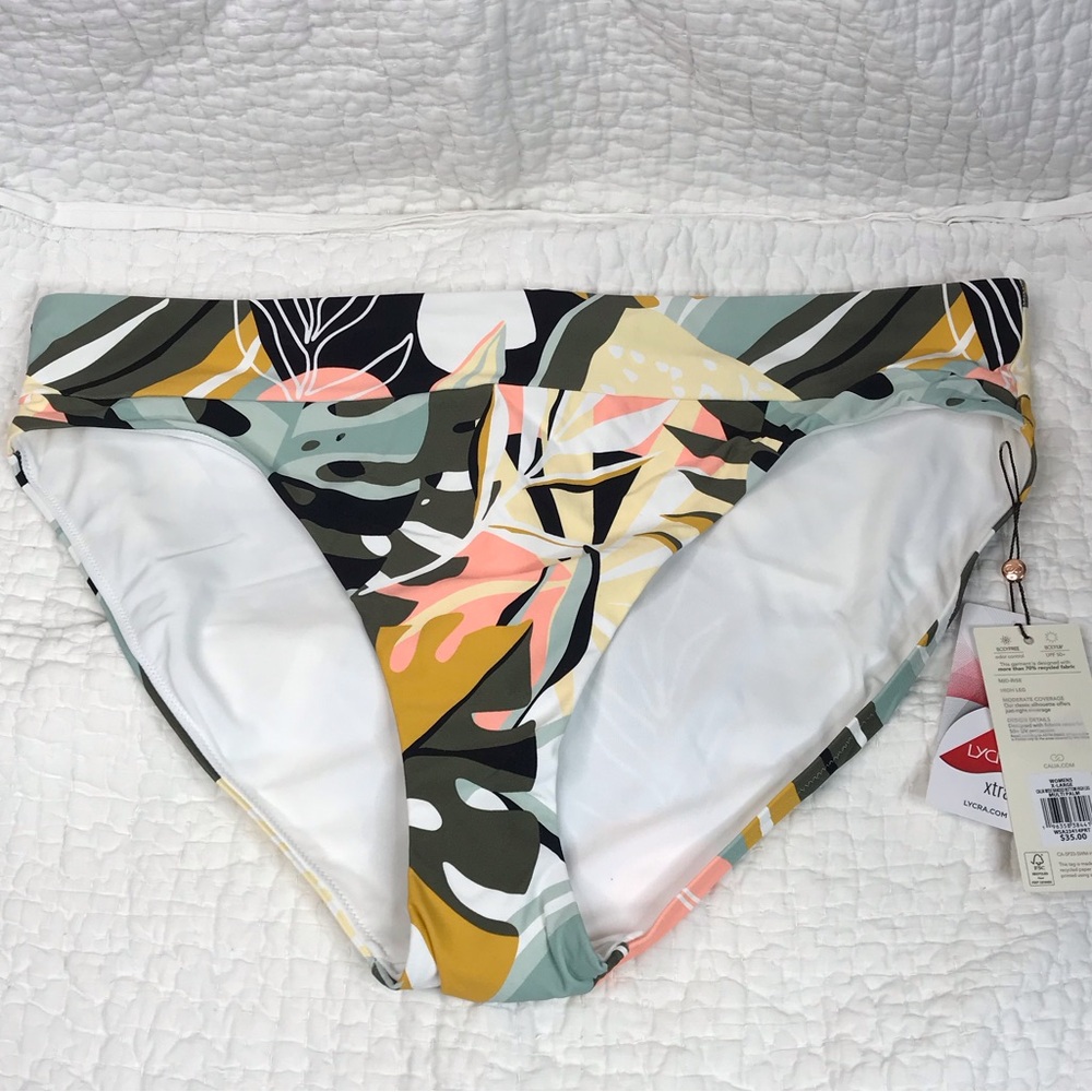 Calia Wide Banded High Rise Bikini Bottom Sz XL
